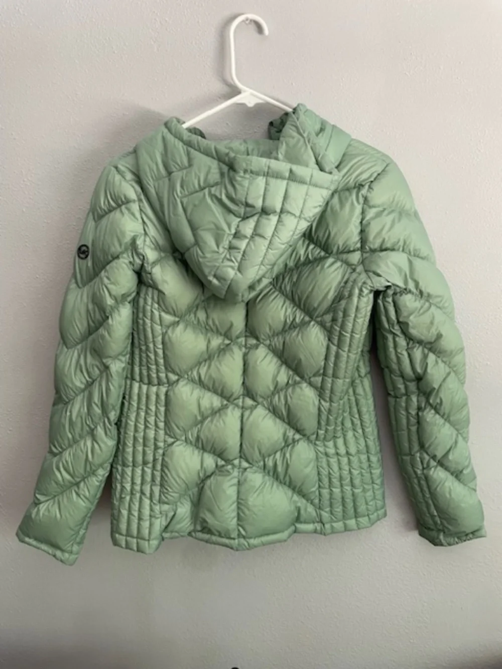 Michael Kors Packable 90% Down Puffer Jacket Hooded Sage Green Small - Picture 3 of 11